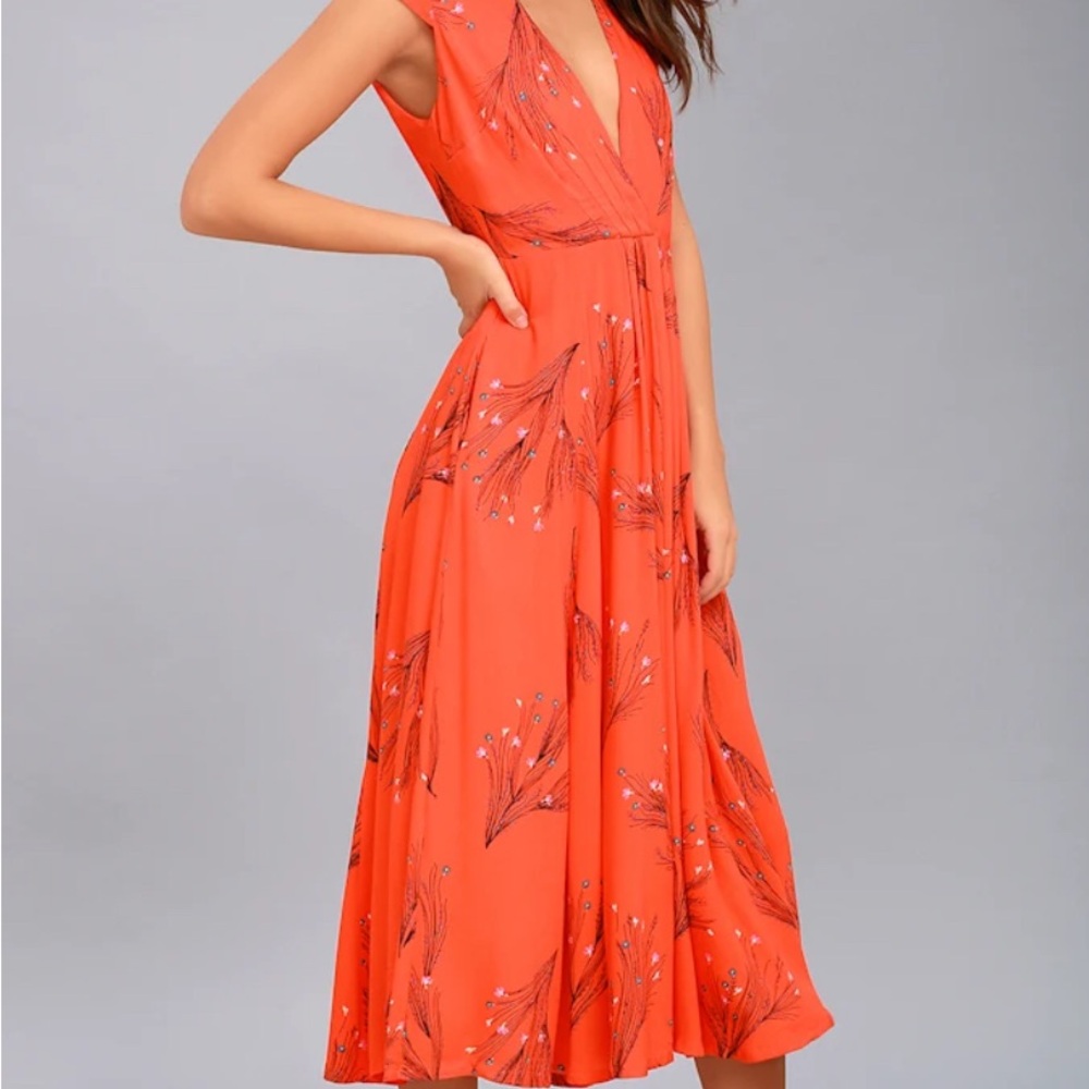 Free People Elegant Orange Floral Dress